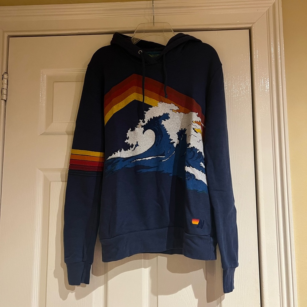 RARE Aviator Nation Mountain Wave Pullover Hoodie - Navy - XS
